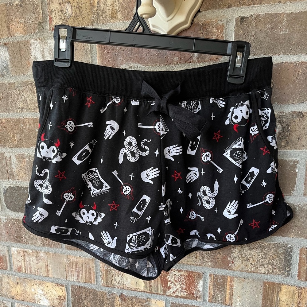 Killstar Black Carpe Noctem Lounge Shorts